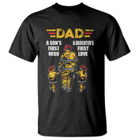 Firefighter Dad T Shirt A Son's First Hero A Daughter's First Love Father's Day - Wonder Print Shop