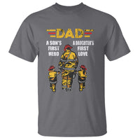 Firefighter Dad T Shirt A Son's First Hero A Daughter's First Love Father's Day - Wonder Print Shop