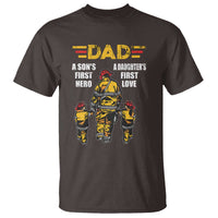 Firefighter Dad T Shirt A Son's First Hero A Daughter's First Love Father's Day - Wonder Print Shop
