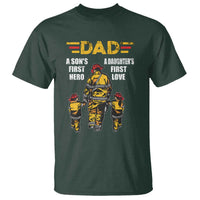 Firefighter Dad T Shirt A Son's First Hero A Daughter's First Love Father's Day - Wonder Print Shop