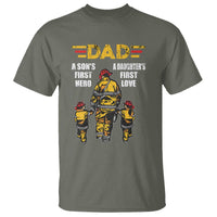 Firefighter Dad T Shirt A Son's First Hero A Daughter's First Love Father's Day - Wonder Print Shop