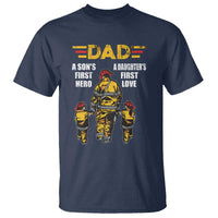 Firefighter Dad T Shirt A Son's First Hero A Daughter's First Love Father's Day - Wonder Print Shop