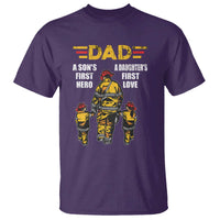 Firefighter Dad T Shirt A Son's First Hero A Daughter's First Love Father's Day - Wonder Print Shop