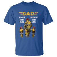 Firefighter Dad T Shirt A Son's First Hero A Daughter's First Love Father's Day - Wonder Print Shop