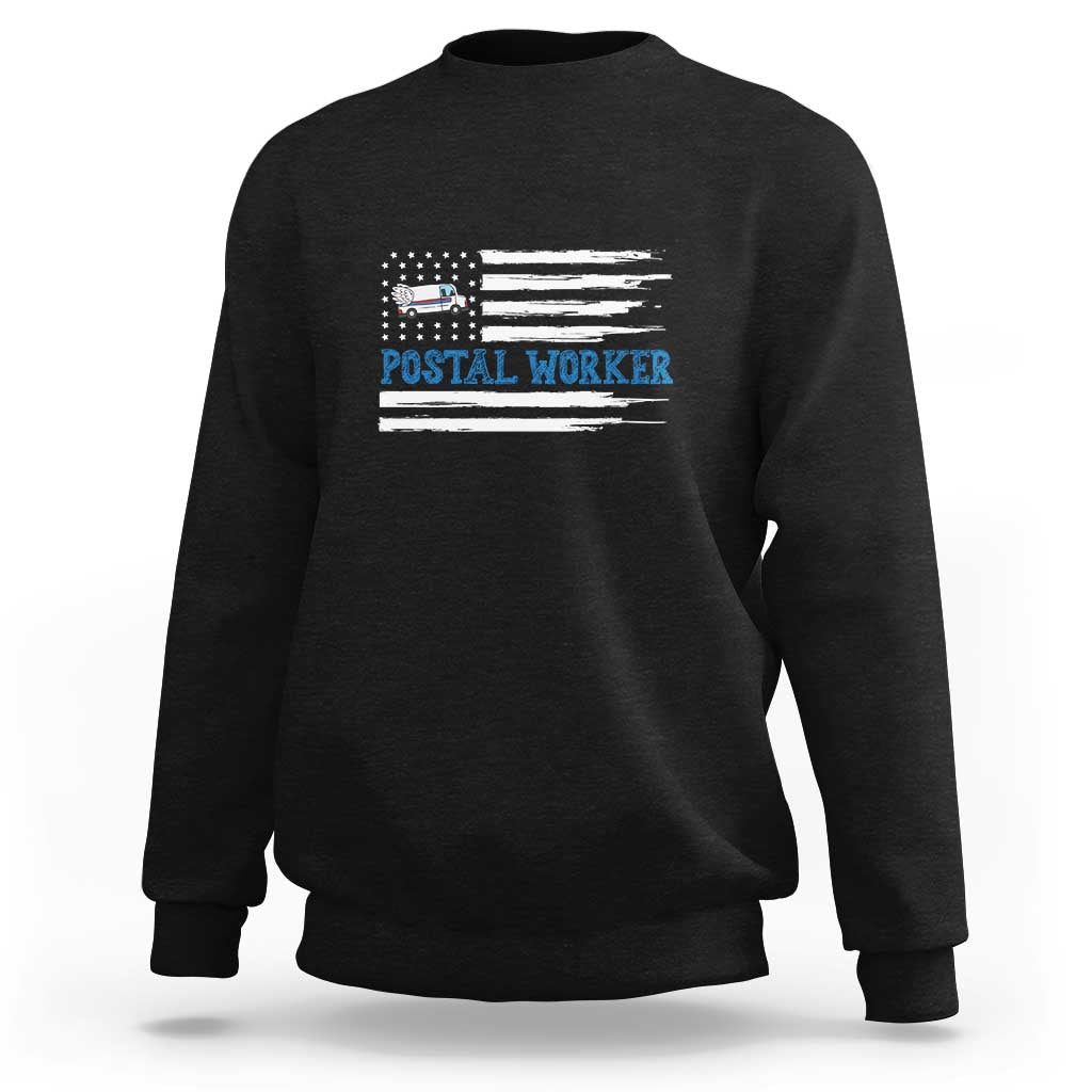 USA Flag Mailman Mail Lady Postal Worker Sweatshirt - Wonder Print Shop
