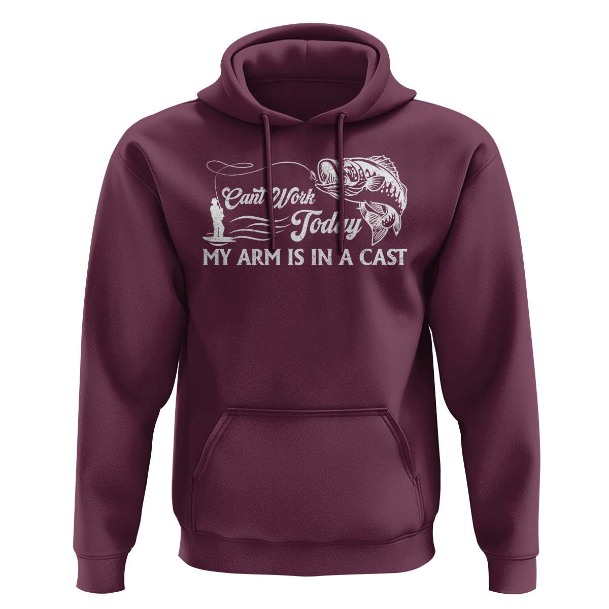 Funny Fishing Hoodie Can't Work Today My Arm Is in A Cast - Wonder Print Shop