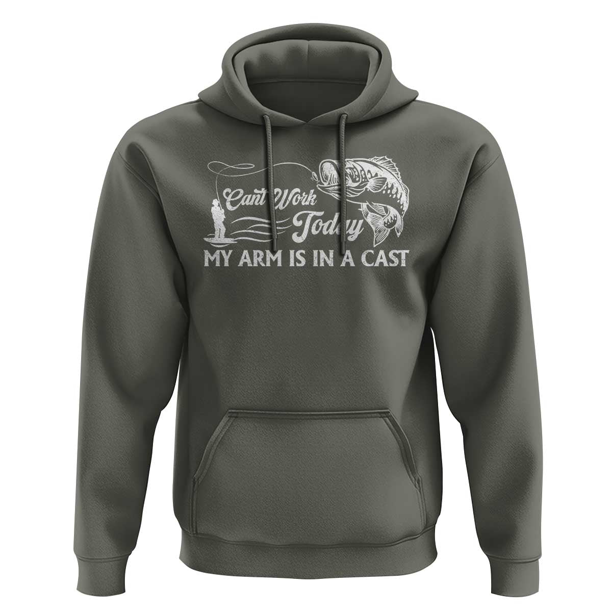 Funny Fishing Hoodie Can't Work Today My Arm Is in A Cast - Wonder Print Shop