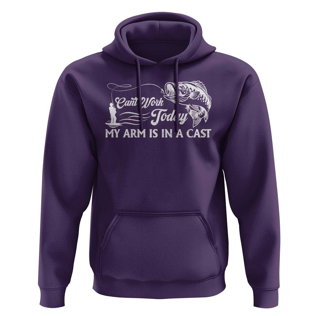 Funny Fishing Hoodie Can't Work Today My Arm Is in A Cast - Wonder Print Shop