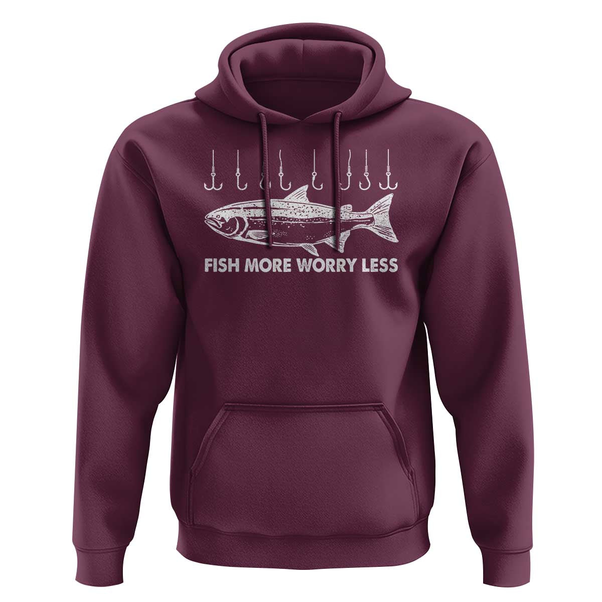 Funny Fishing Hoodie Fish More Worry Less - Wonder Print Shop
