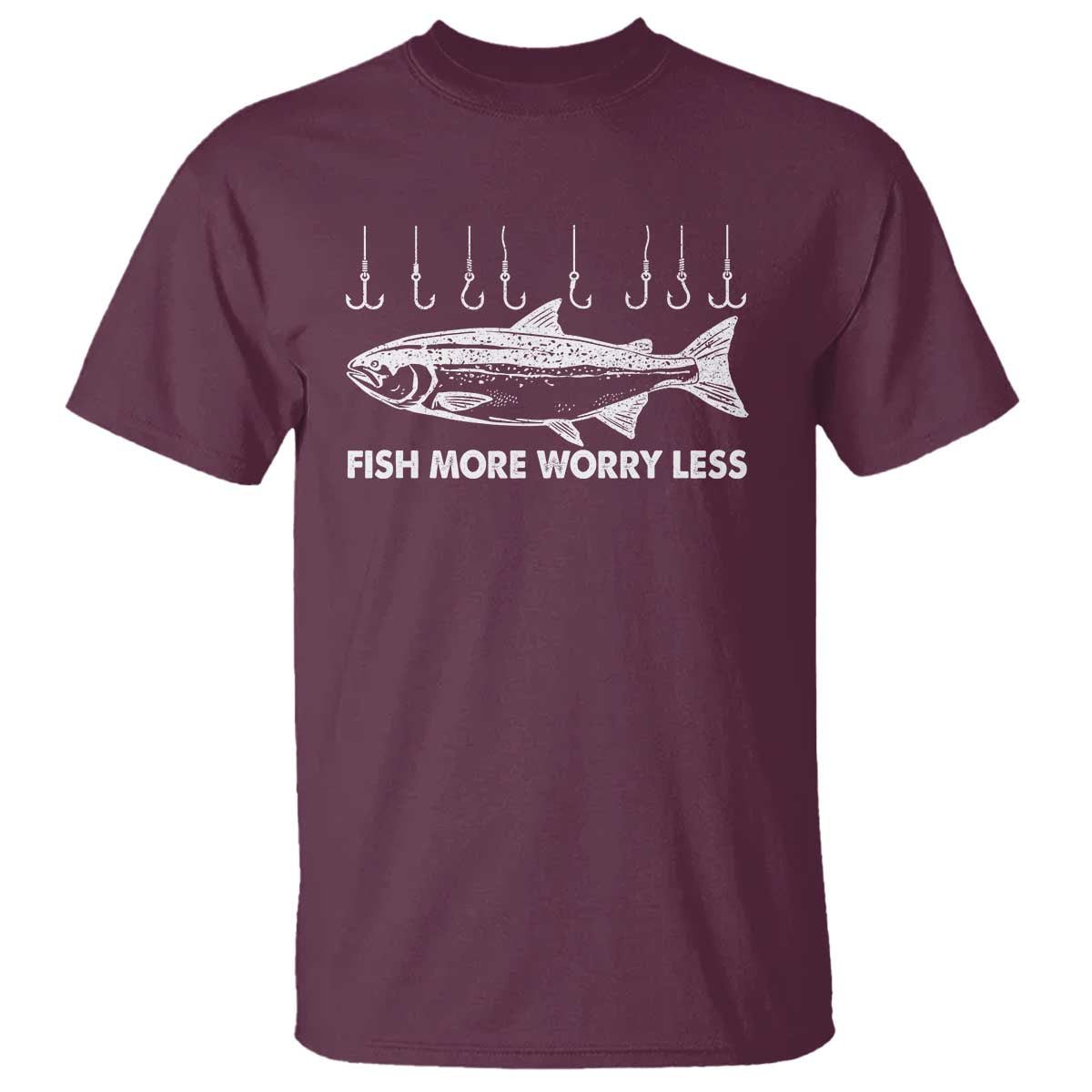Funny Fishing T Shirt Fish More Worry Less - Wonder Print Shop