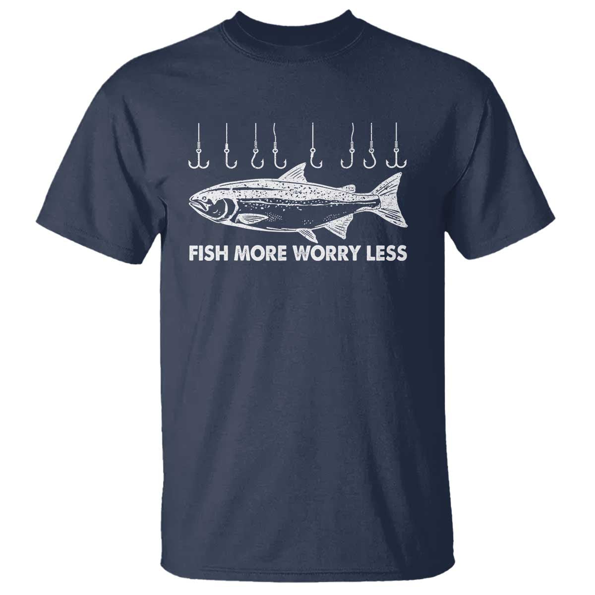 Funny Fishing T Shirt Fish More Worry Less - Wonder Print Shop