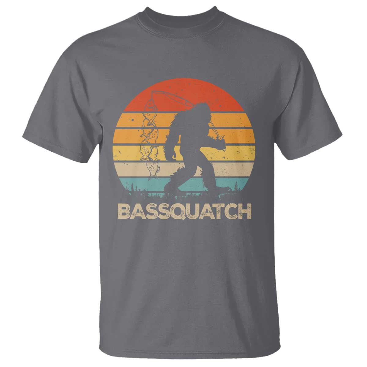 Funny Bigfoot Fishing T Shirt Bassquatch Retro Sasquatch Fisherman - Wonder Print Shop