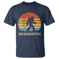 Funny Bigfoot Fishing T Shirt Bassquatch Retro Sasquatch Fisherman - Wonder Print Shop