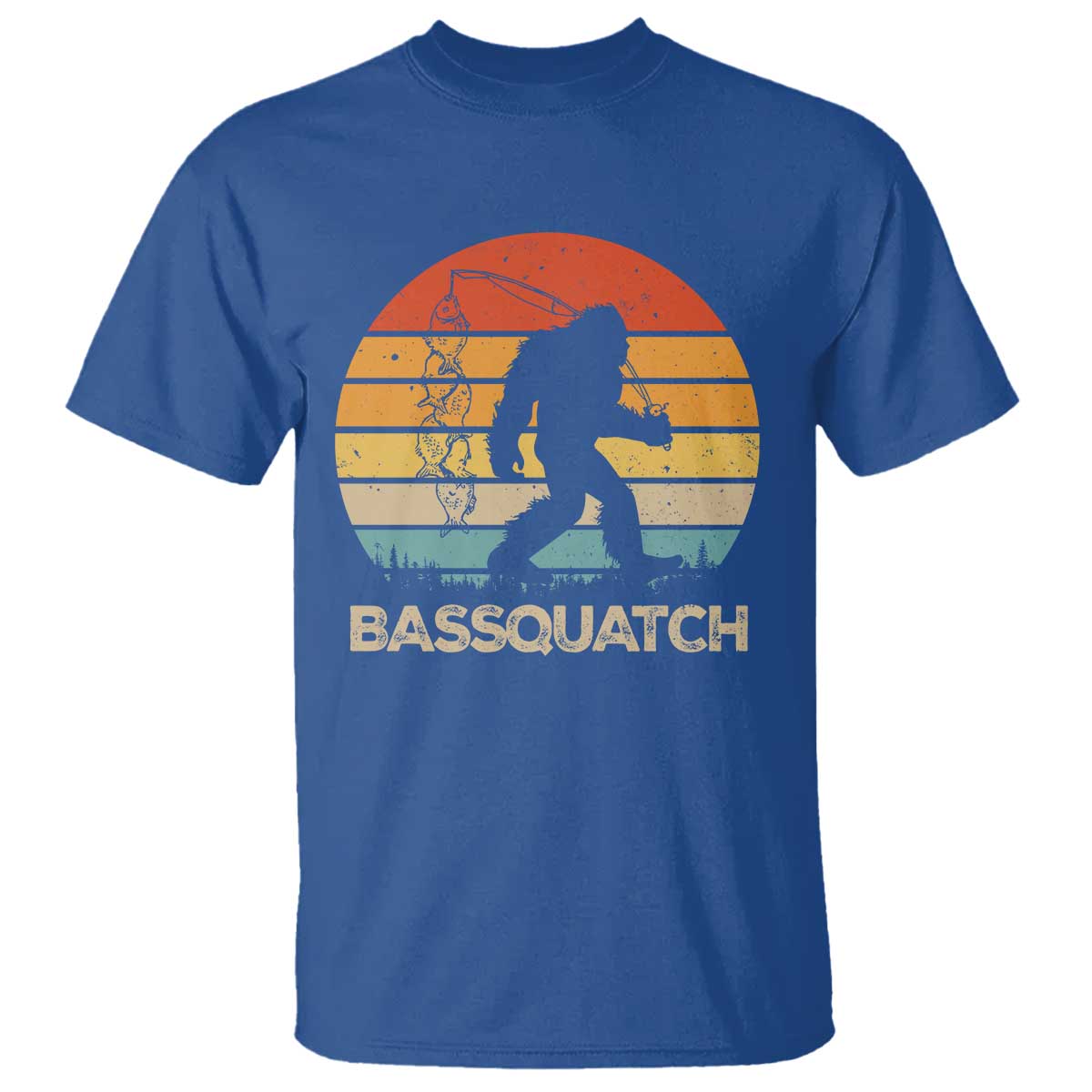 Funny Bigfoot Fishing T Shirt Bassquatch Retro Sasquatch Fisherman - Wonder Print Shop