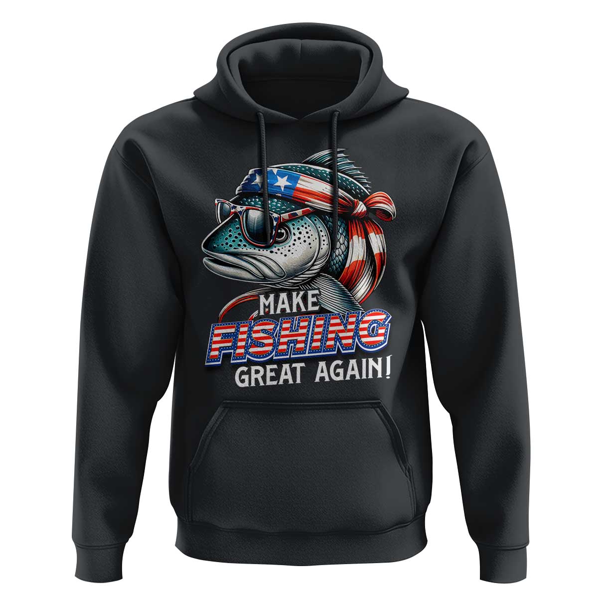 Funny Fishing Hoodie Make Fishing Great Again Cool Fish America Flag - Wonder Print Shop
