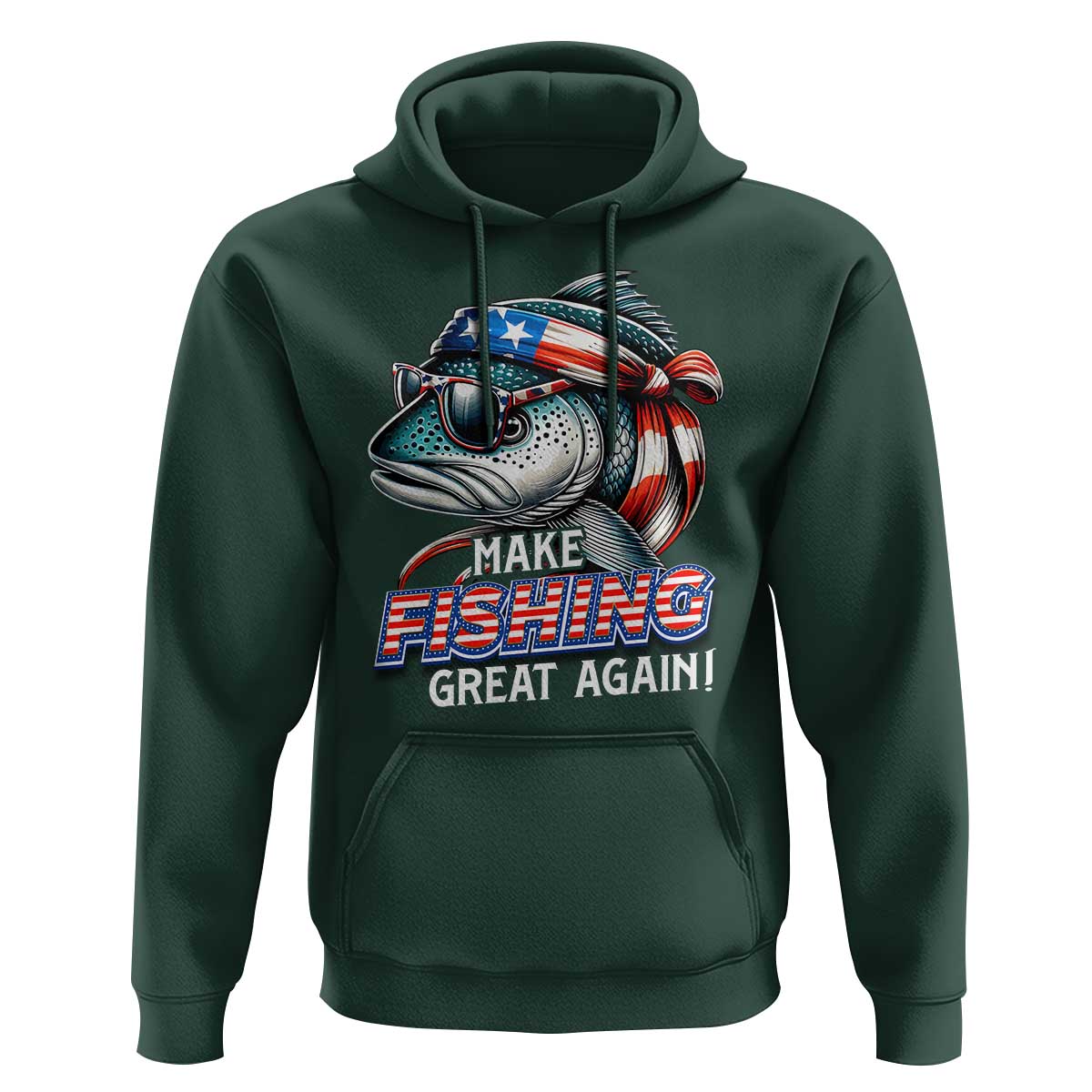 Funny Fishing Hoodie Make Fishing Great Again Cool Fish America Flag - Wonder Print Shop