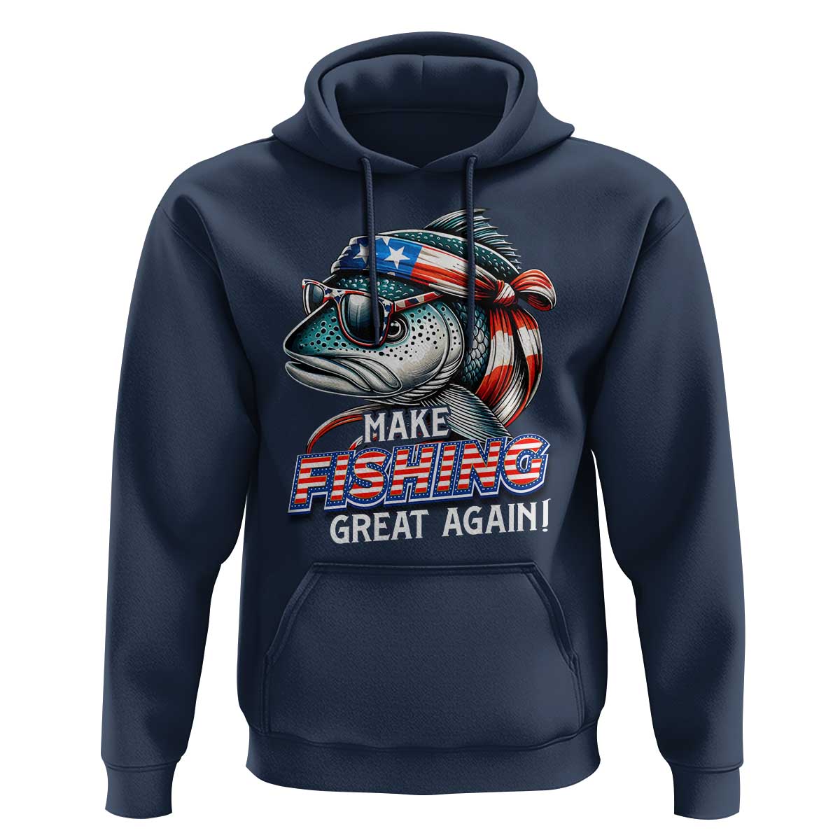Funny Fishing Hoodie Make Fishing Great Again Cool Fish America Flag - Wonder Print Shop
