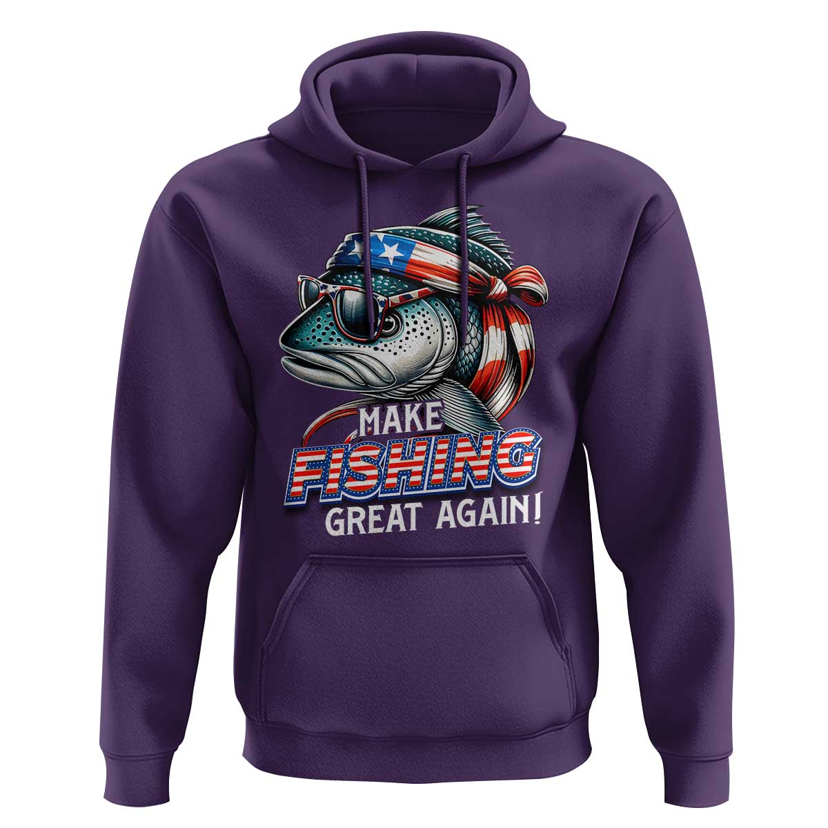 Funny Fishing Hoodie Make Fishing Great Again Cool Fish America Flag - Wonder Print Shop