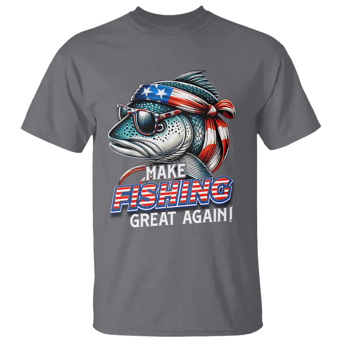 Funny Fishing T Shirt Make Fishing Great Again Cool Fish America Flag - Wonder Print Shop