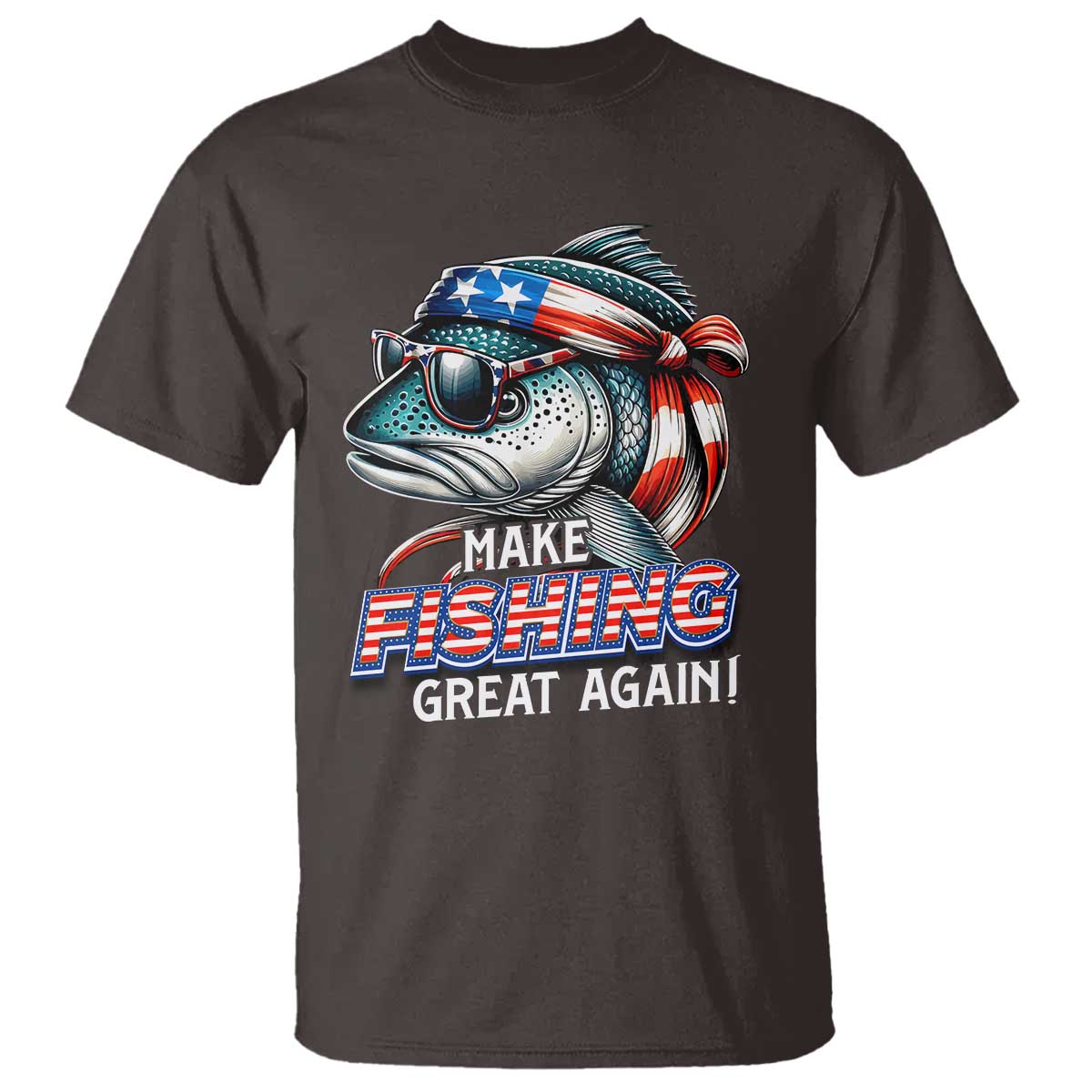Funny Fishing T Shirt Make Fishing Great Again Cool Fish America Flag - Wonder Print Shop