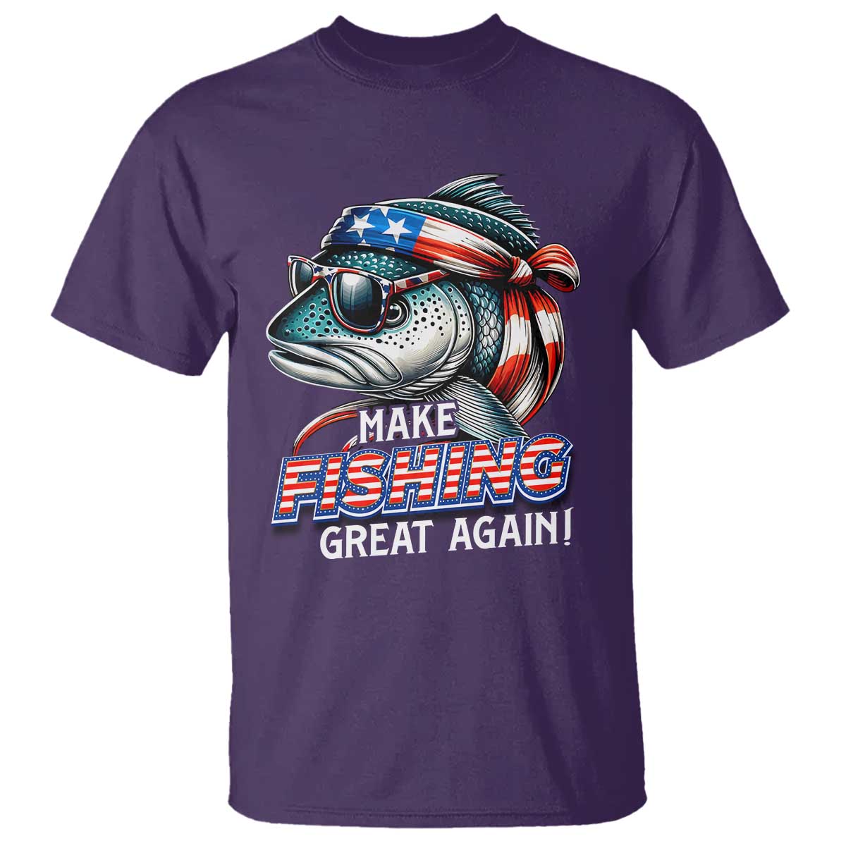Funny Fishing T Shirt Make Fishing Great Again Cool Fish America Flag - Wonder Print Shop