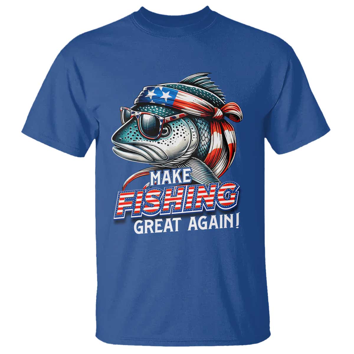 Funny Fishing T Shirt Make Fishing Great Again Cool Fish America Flag - Wonder Print Shop