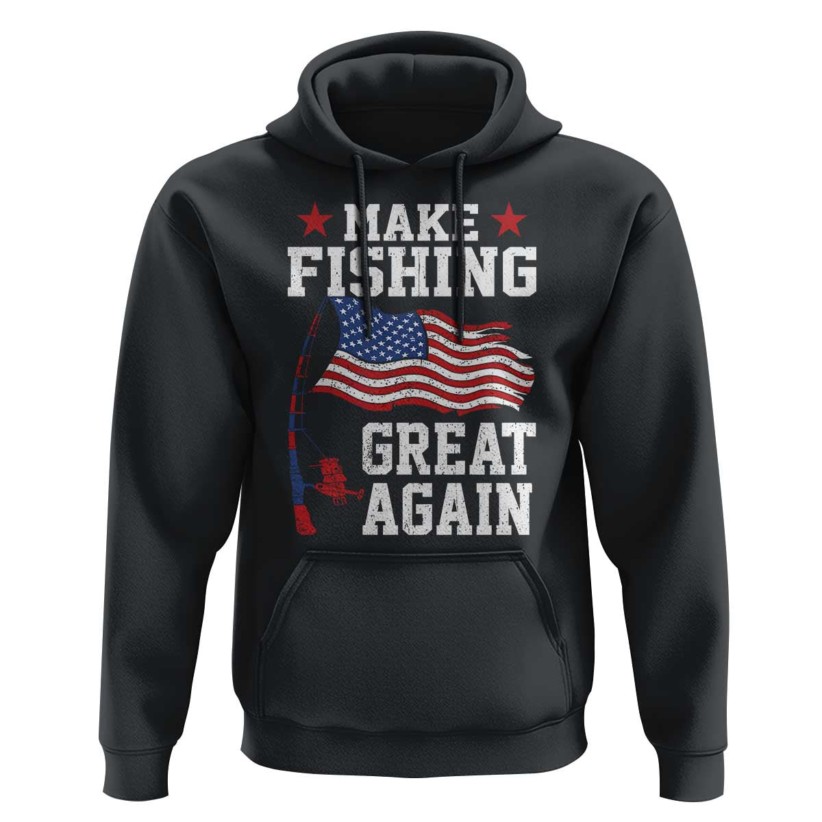 Funny Fisherman Hoodie Make Fishing Great Again America Flag - Wonder Print Shop