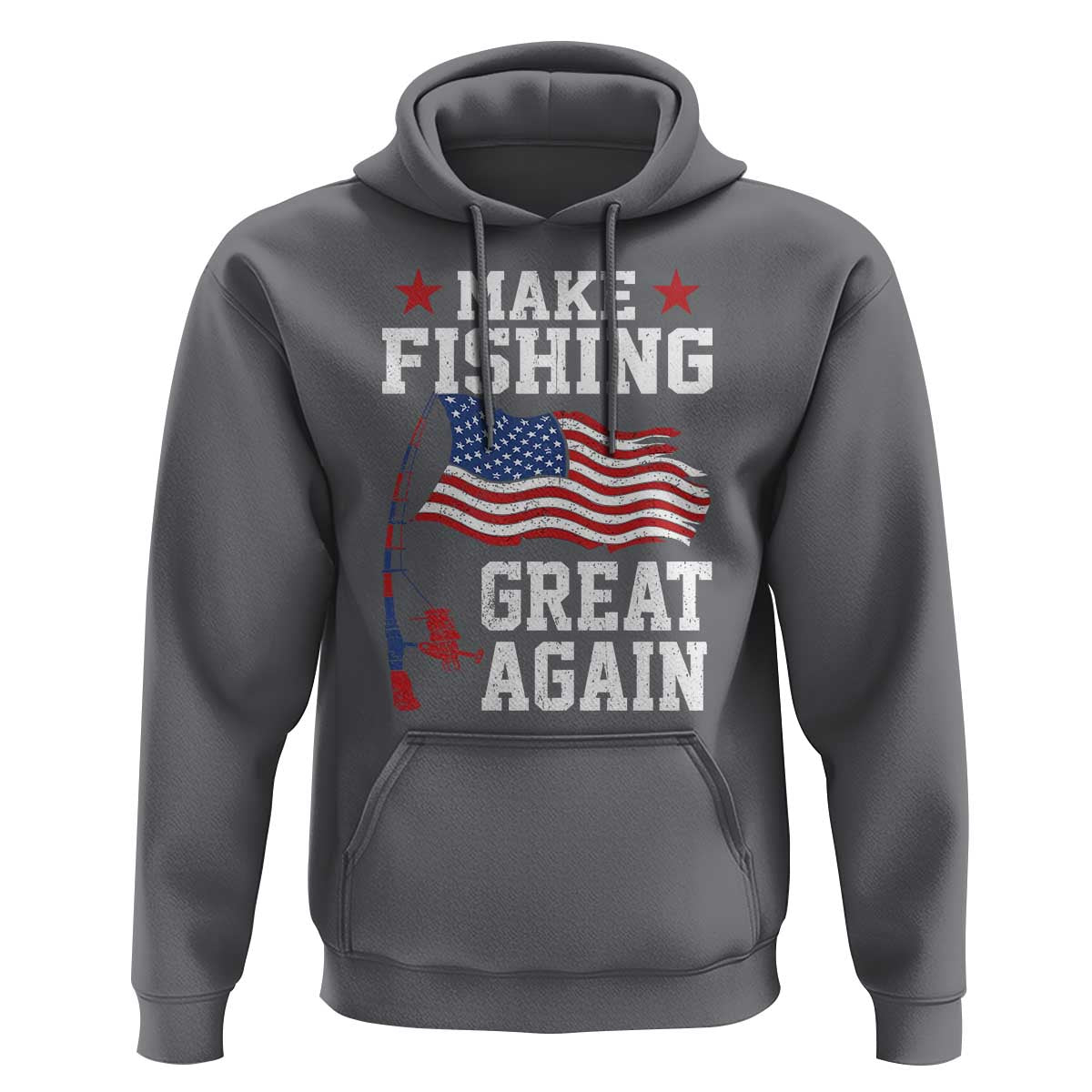 Funny Fisherman Hoodie Make Fishing Great Again America Flag - Wonder Print Shop