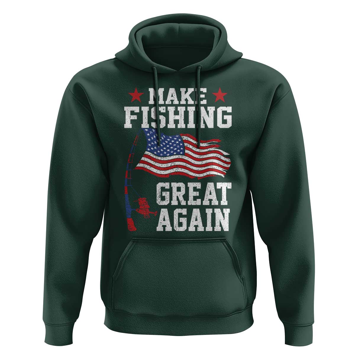 Funny Fisherman Hoodie Make Fishing Great Again America Flag - Wonder Print Shop