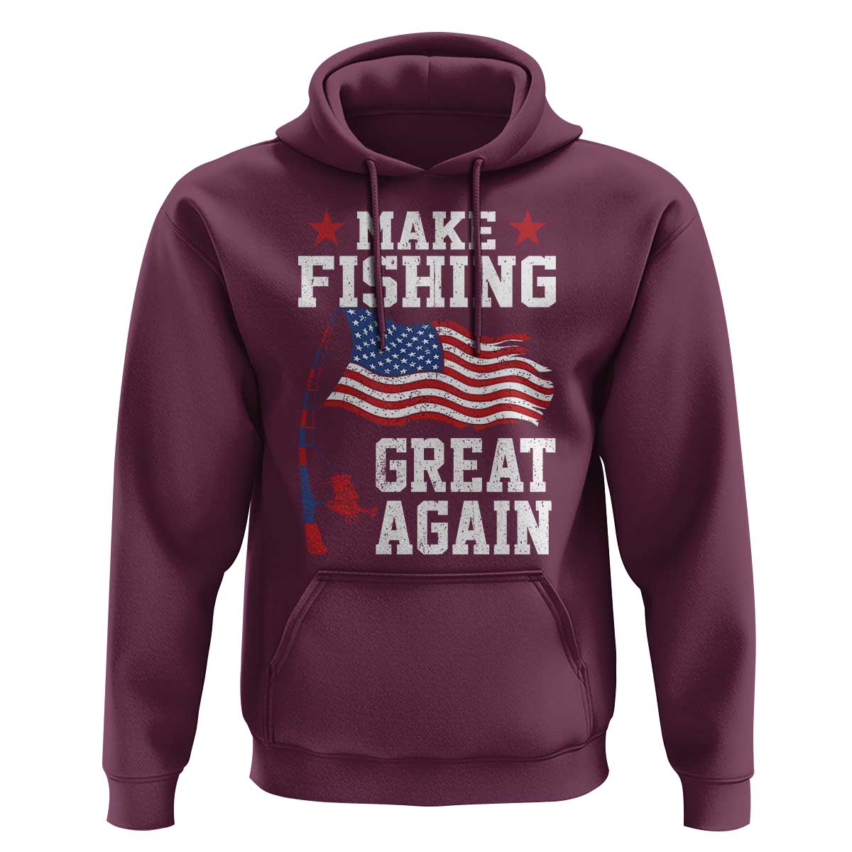 Funny Fisherman Hoodie Make Fishing Great Again America Flag - Wonder Print Shop