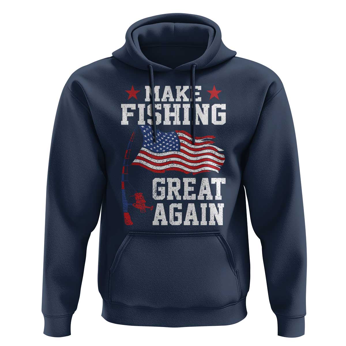 Funny Fisherman Hoodie Make Fishing Great Again America Flag - Wonder Print Shop