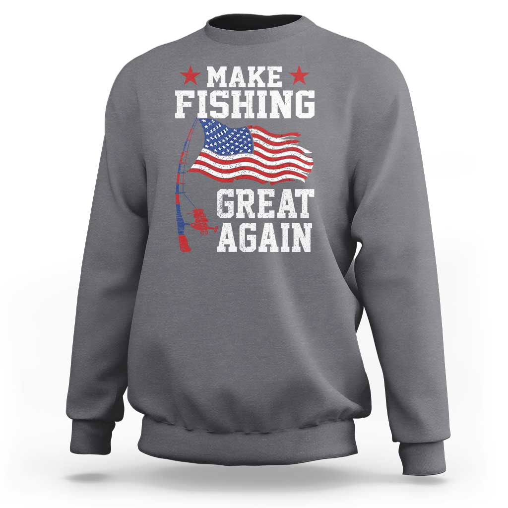Funny Fisherman Sweatshirt Make Fishing Great Again America Flag - Wonder Print Shop