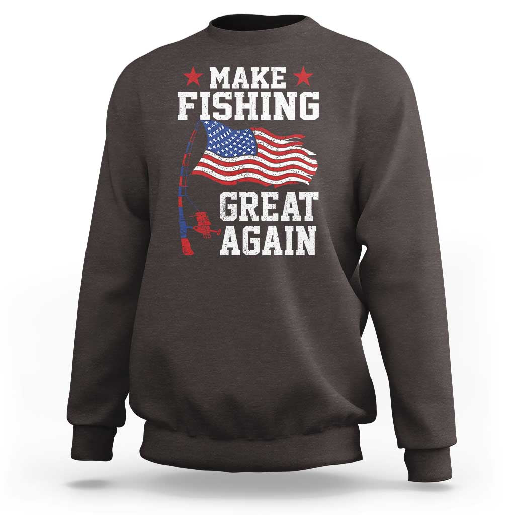 Funny Fisherman Sweatshirt Make Fishing Great Again America Flag - Wonder Print Shop