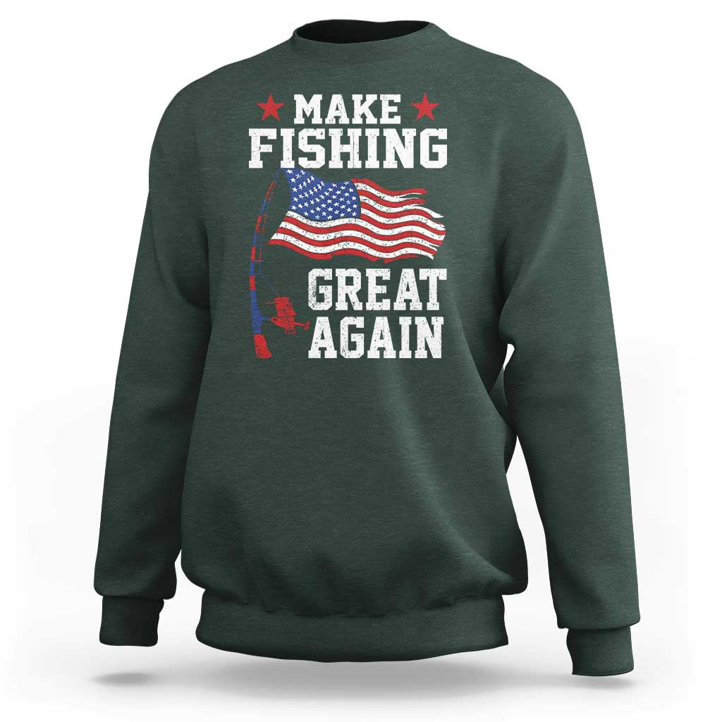 Funny Fisherman Sweatshirt Make Fishing Great Again America Flag - Wonder Print Shop