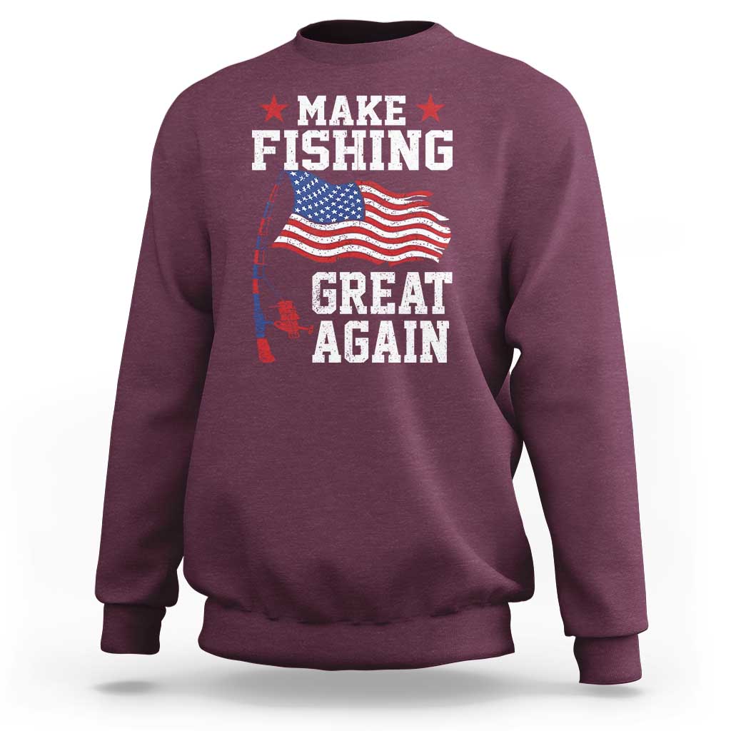 Funny Fisherman Sweatshirt Make Fishing Great Again America Flag - Wonder Print Shop