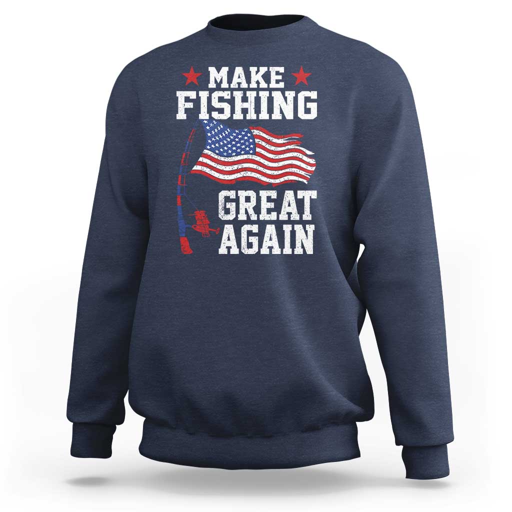 Funny Fisherman Sweatshirt Make Fishing Great Again America Flag - Wonder Print Shop