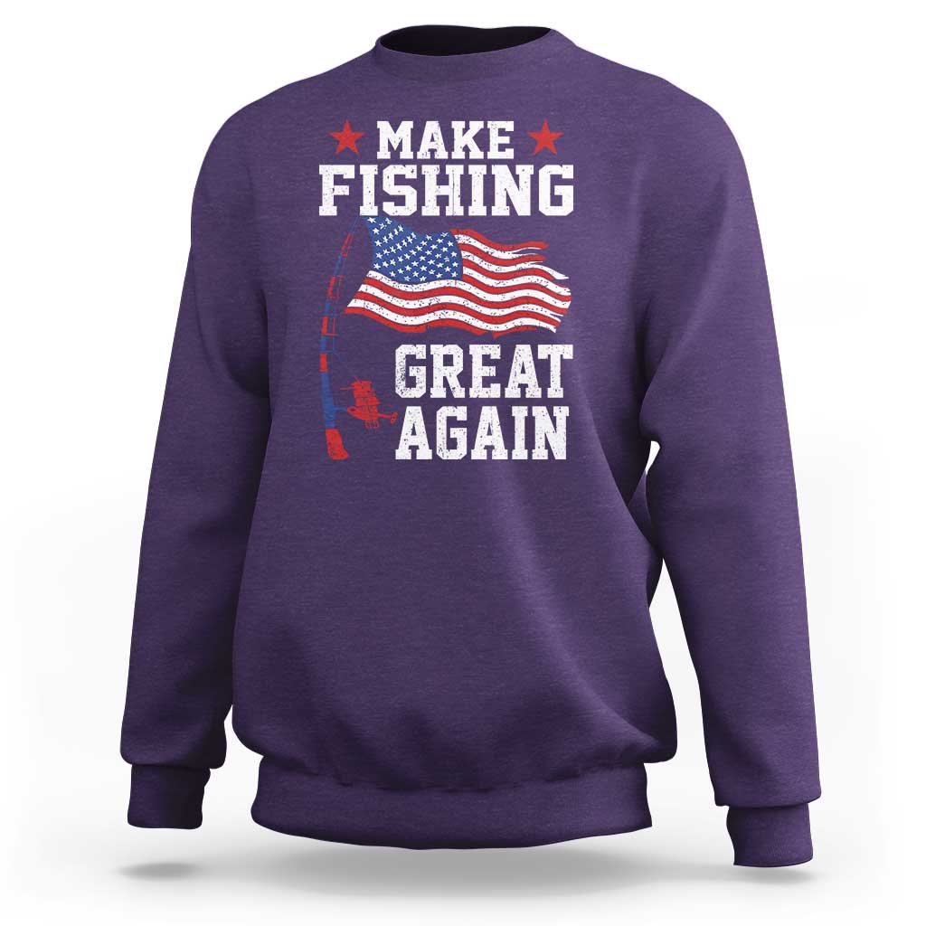Funny Fisherman Sweatshirt Make Fishing Great Again America Flag - Wonder Print Shop