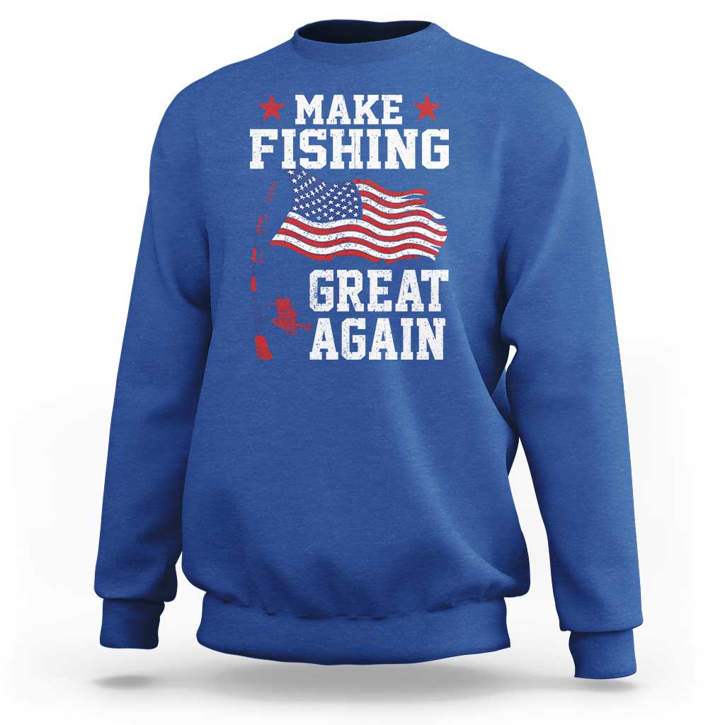 Funny Fisherman Sweatshirt Make Fishing Great Again America Flag - Wonder Print Shop