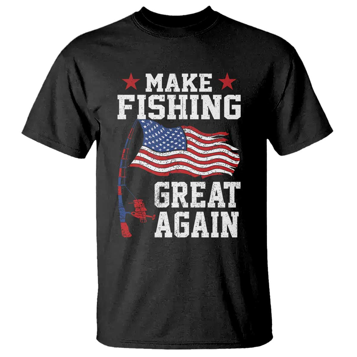 Funny Fisherman T Shirt Make Fishing Great Again America Flag - Wonder Print Shop