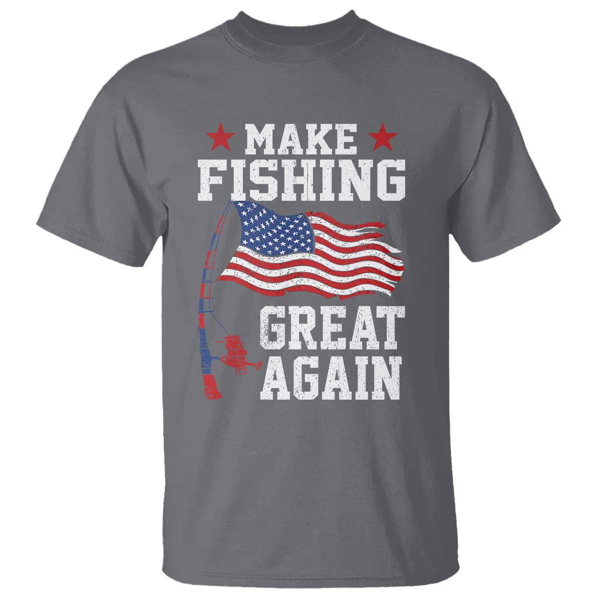 Funny Fisherman T Shirt Make Fishing Great Again America Flag - Wonder Print Shop