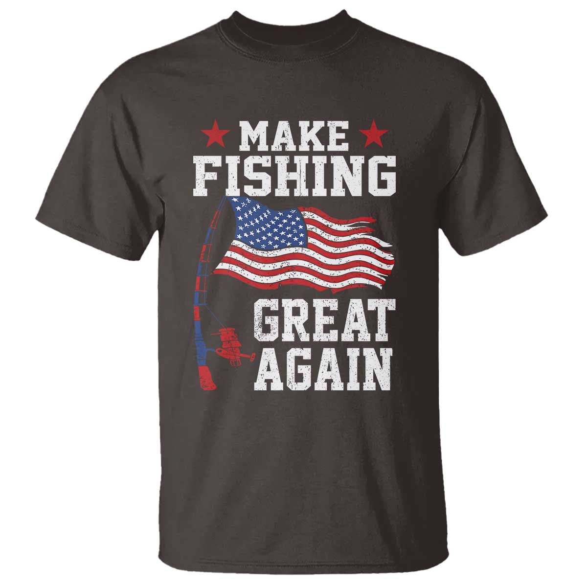 Funny Fisherman T Shirt Make Fishing Great Again America Flag - Wonder Print Shop