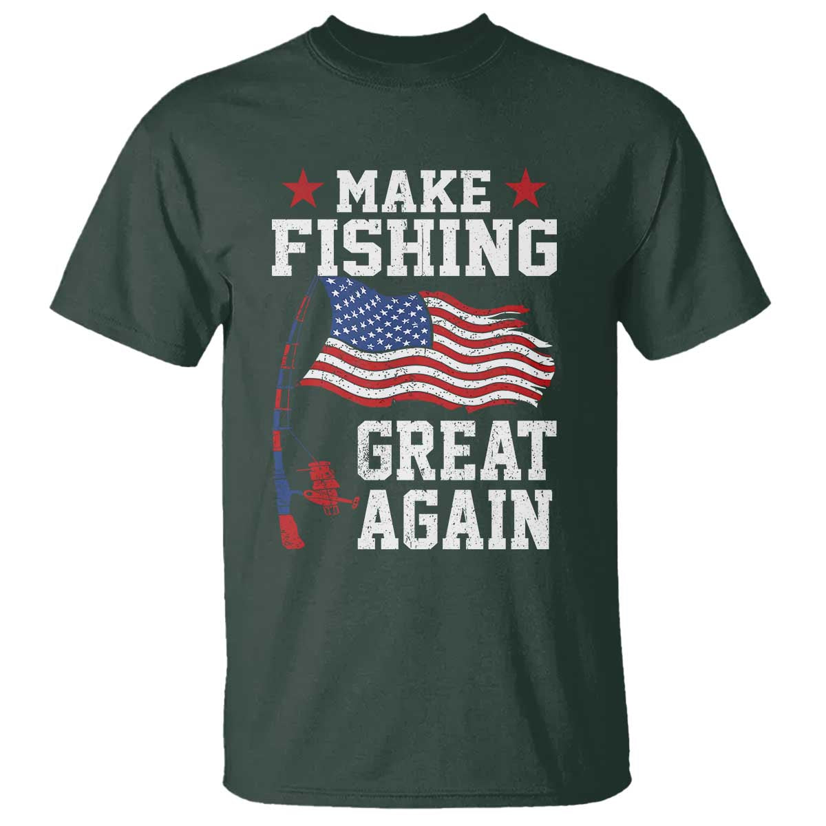 Funny Fisherman T Shirt Make Fishing Great Again America Flag - Wonder Print Shop