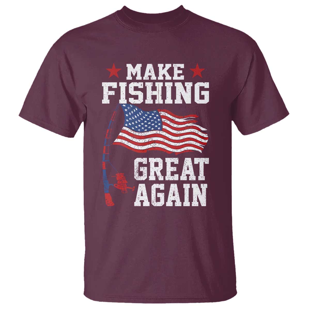 Funny Fisherman T Shirt Make Fishing Great Again America Flag - Wonder Print Shop