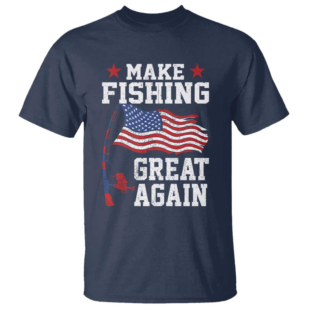 Funny Fisherman T Shirt Make Fishing Great Again America Flag - Wonder Print Shop