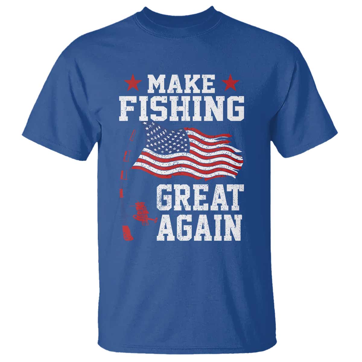 Funny Fisherman T Shirt Make Fishing Great Again America Flag - Wonder Print Shop