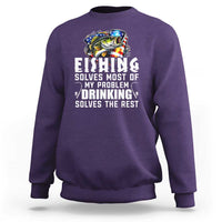 Funny Fishing Drinking Sweatshirt Fishing Solves Most Of My Problems Drinking Solves The Rest - Wonder Print Shop