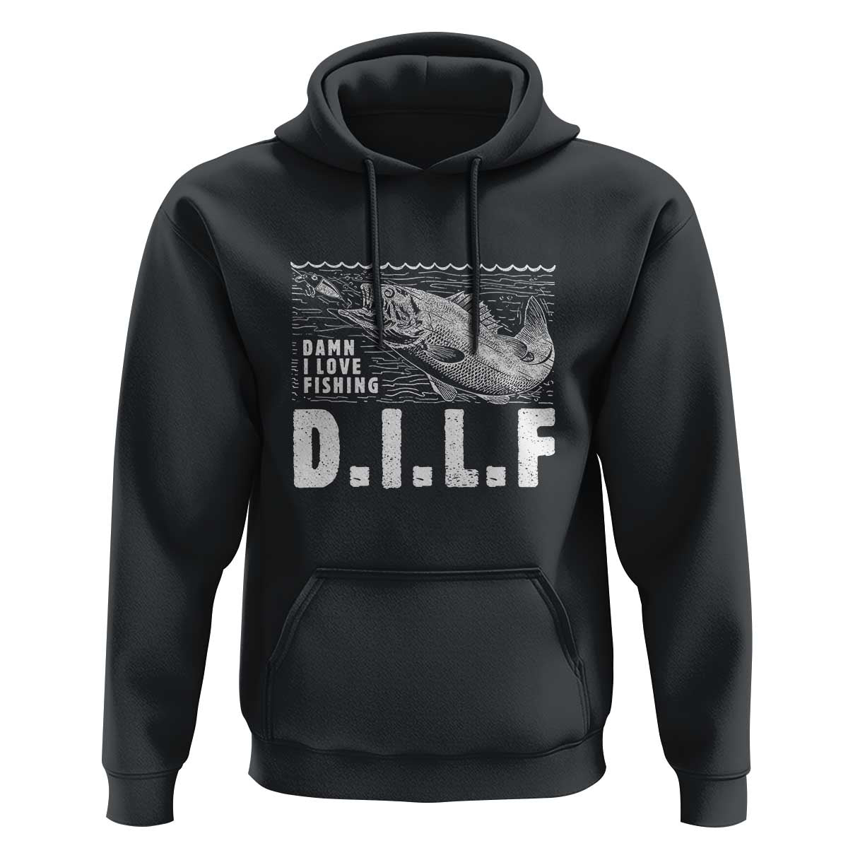 Funny Fisherman Hoodie DILF Damn I Love Fishing - Wonder Print Shop