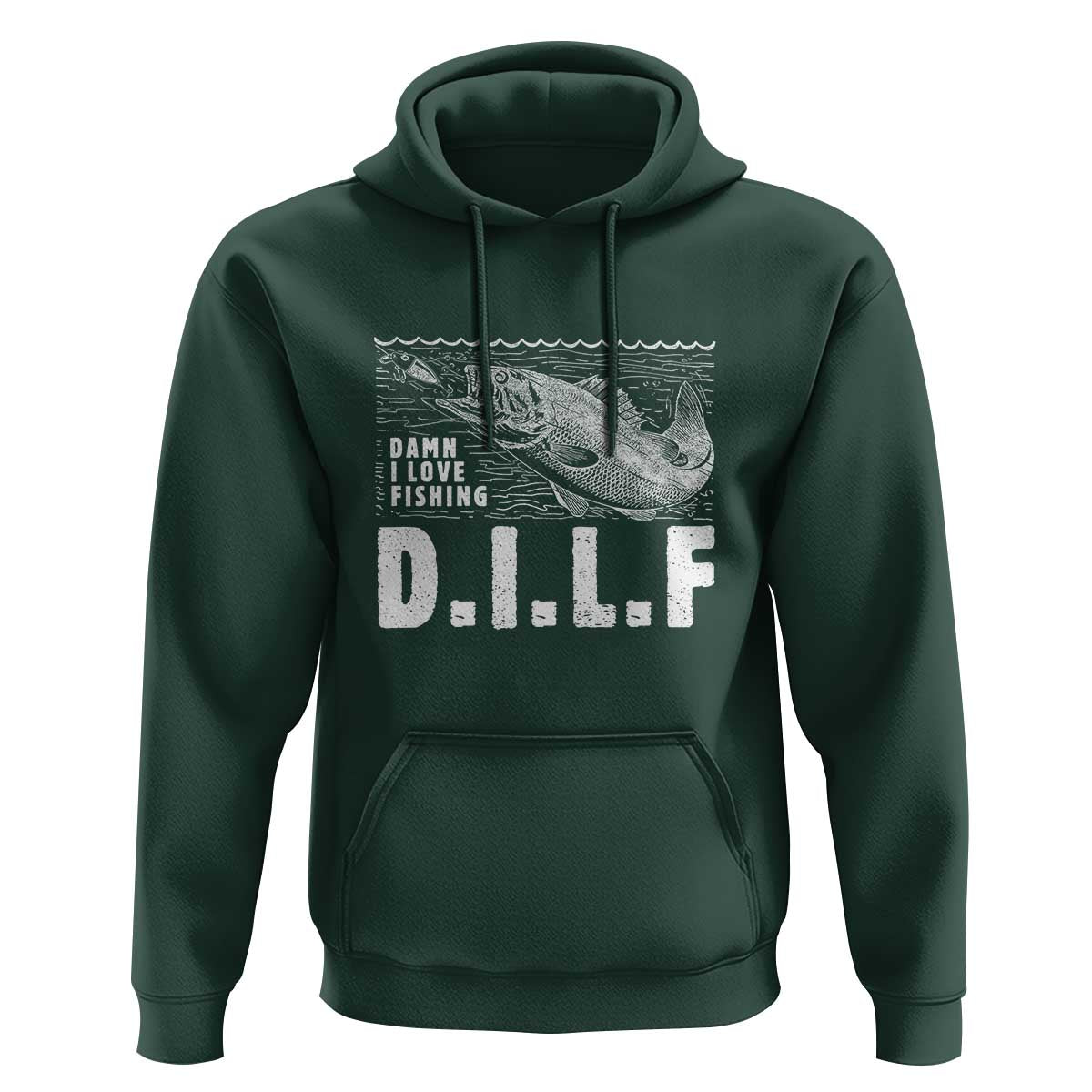 Funny Fisherman Hoodie DILF Damn I Love Fishing - Wonder Print Shop