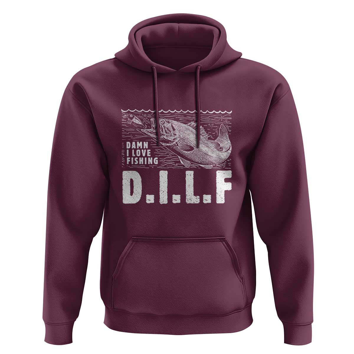 Funny Fisherman Hoodie DILF Damn I Love Fishing - Wonder Print Shop