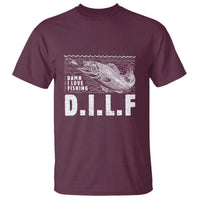Funny Fisherman T Shirt DILF Damn I Love Fishing - Wonder Print Shop